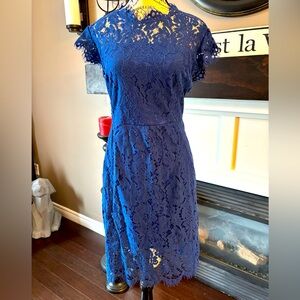 Elegant Blue Lace Dress